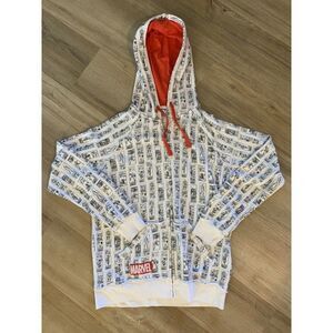 Marvel Hoodie Full Zip Up Distressed Red Lining Hood Sweatshirt Men's SMALL EUC